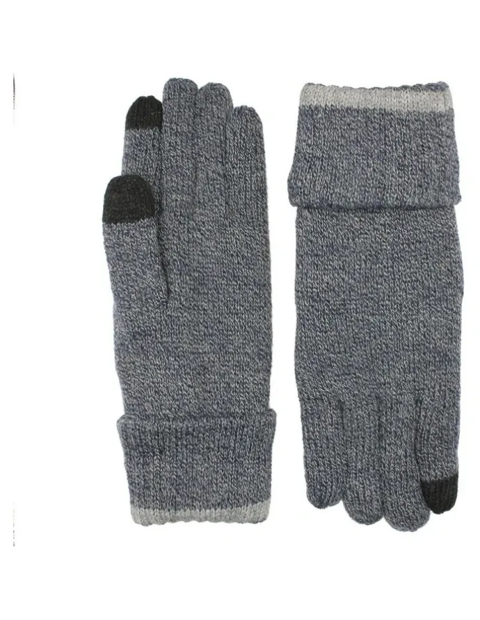 Dents Thinsulate Lined Touchscreen Knit Gloves With Rollover Cuff in Navy Marle