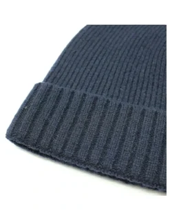 Dents Wool Beanie Winter Rib Fine Knit Warm Hat Ski Turn Up in Navy