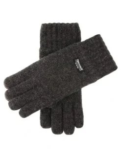 Dents Wool Blend Insulated Knit Gloves in Charcoal Marle