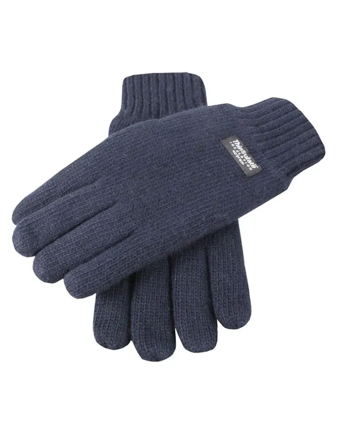 Dents Wool Blend Insulated Knit Gloves in Navy