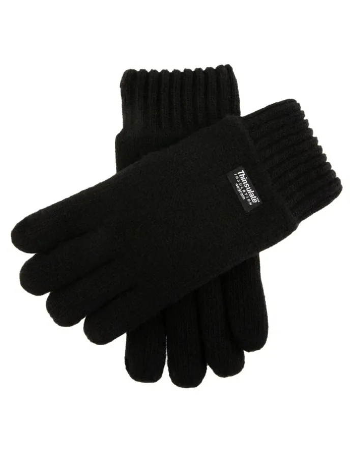 Dents Wool Blend Insulated Knit Gloves in Black