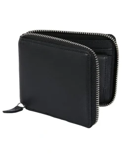 Dents Zip Nappa Leather Wallet in Black