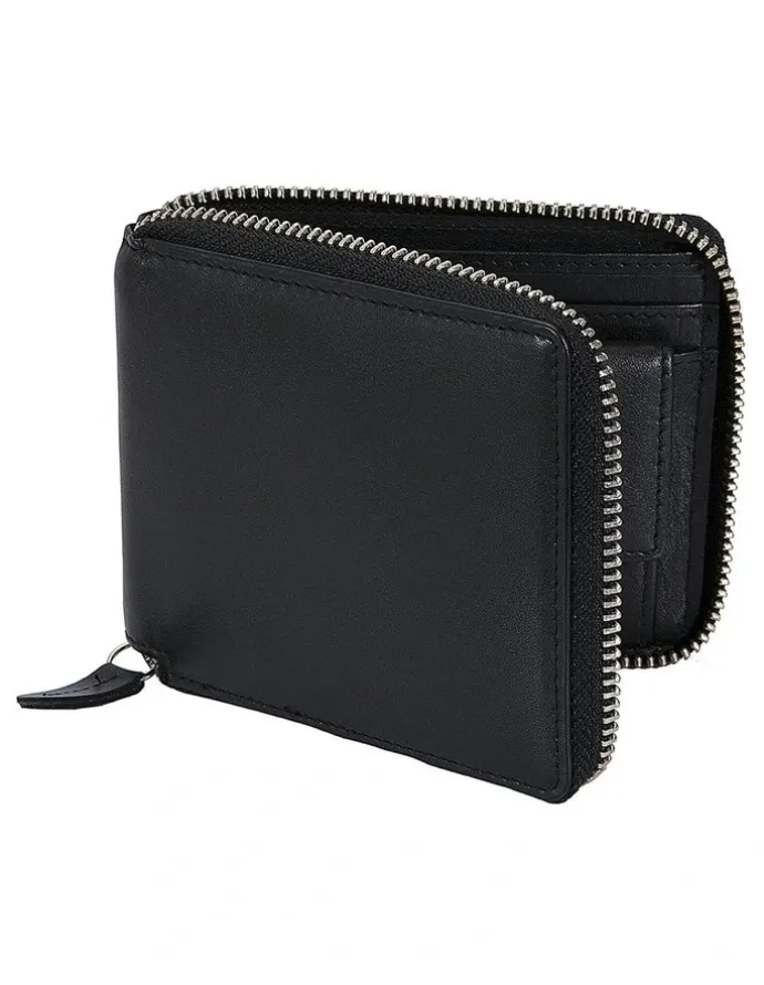 Dents Zip Nappa Leather Wallet in Black