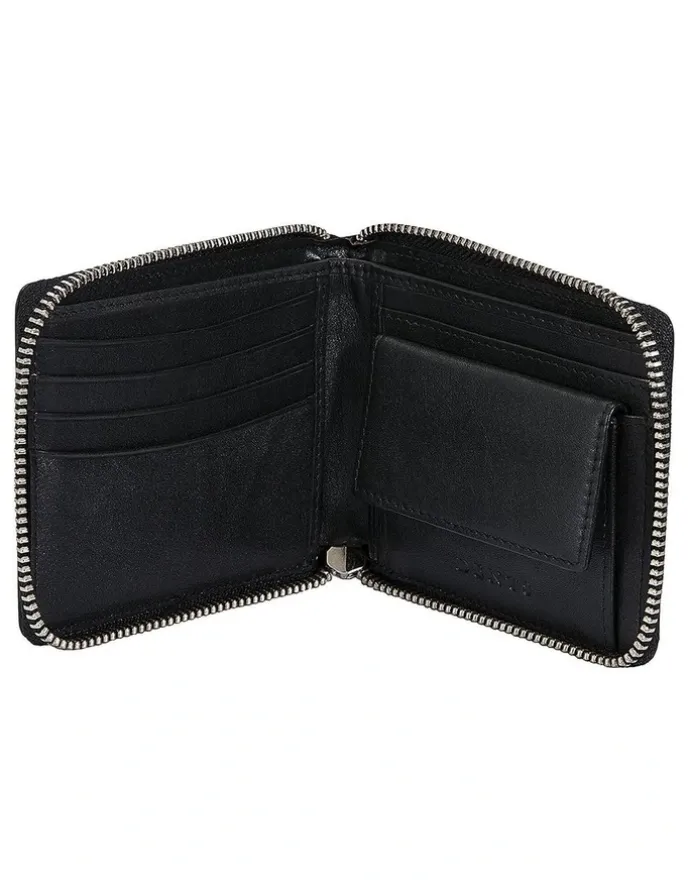 Dents Zip Nappa Leather Wallet in Black