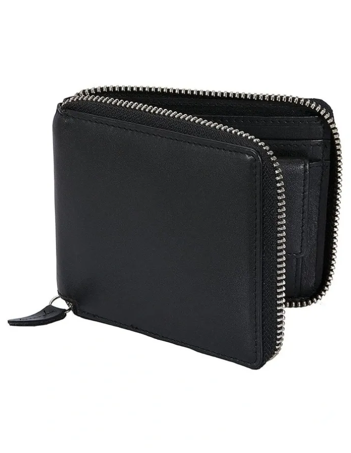 Dents Zip Nappa Leather Wallet in Black