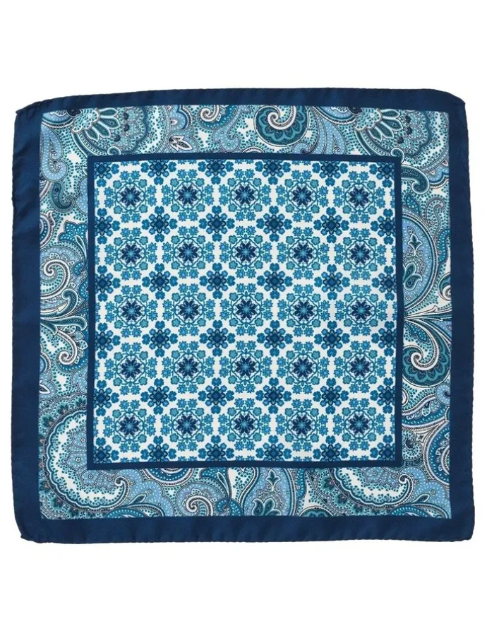 Dom Bagnato Bordato Piastrella Silk Pochette in Teal