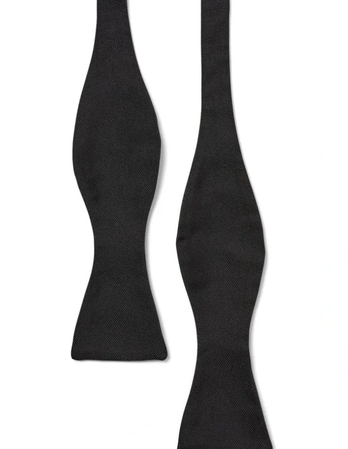 Dom Bagnato Double Sided Self Silk Bow Tie in Black