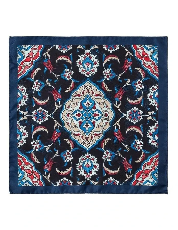 Dom Bagnato Foglio Silk Pochette In Navy