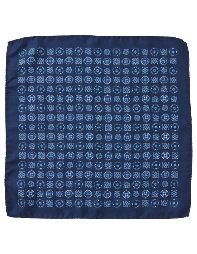 Dom Bagnato Foulard Silk Pochette Pocket Square in Navy