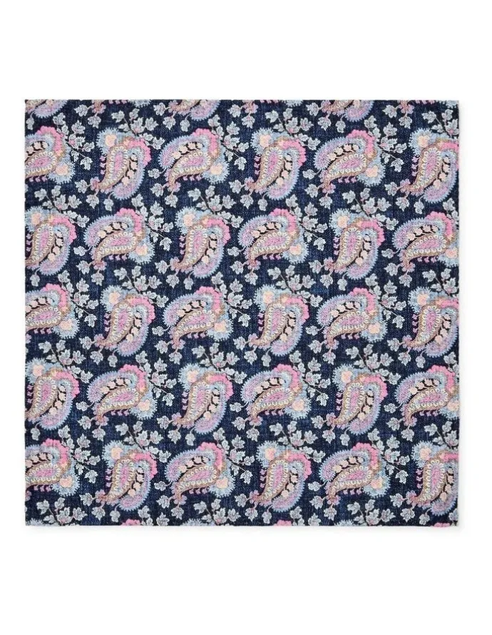 Dom Bagnato Paisley Shappe Silk Pochette in Navy