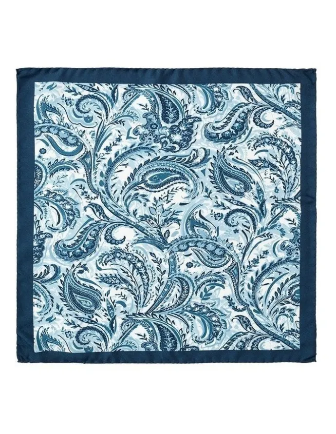 Dom Bagnato Piuma Paisley Silk Pochette In Blue
