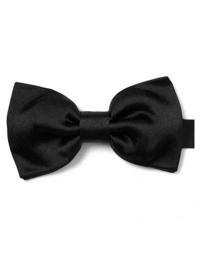Dom Bagnato Plain Silk Bow Tie in Black