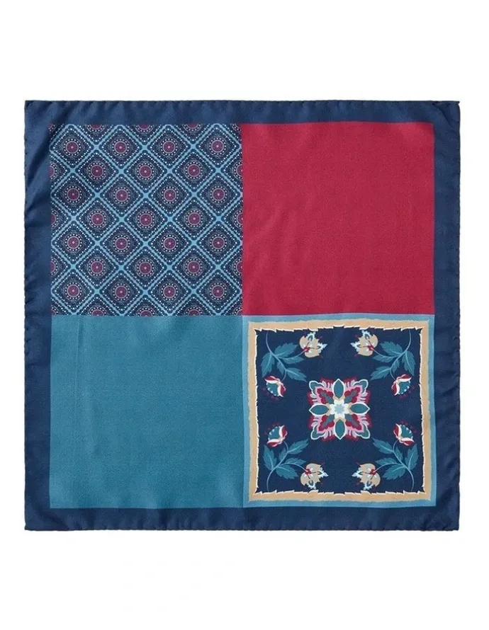 Dom Bagnato 4-Way Piazza Silk Pochette Pocket Squares in Navy