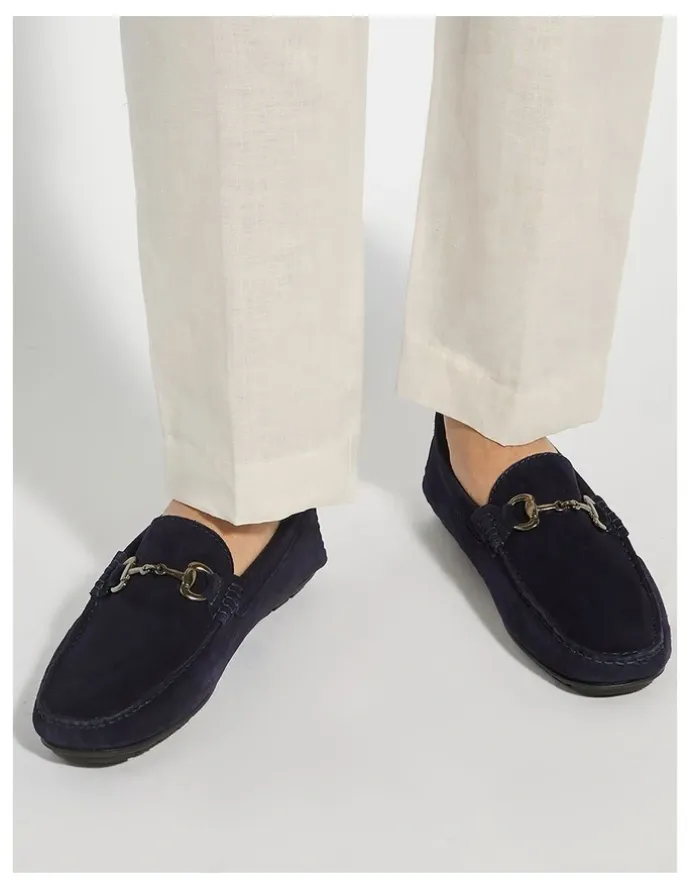Dune London Brackon Moccasion Loafers in Navy