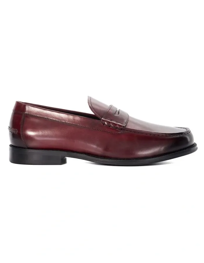 Dune London Samson Loafer in Burgundy Red