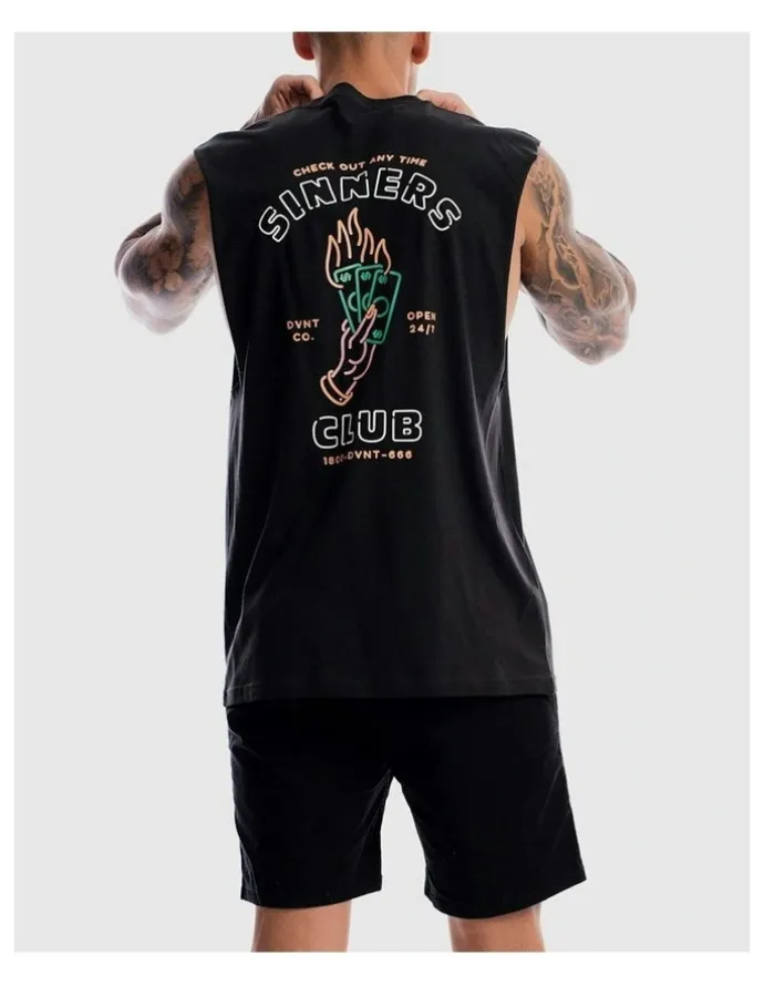 DVNT Sinners Club Tank in Charcoal