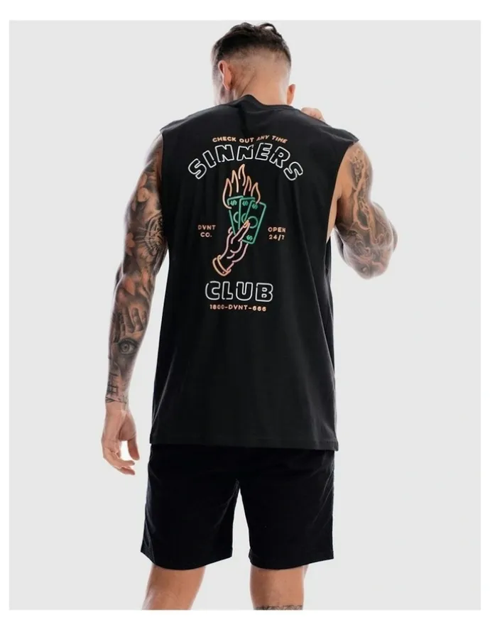DVNT Sinners Club Tank in Charcoal