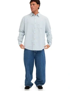 Element Button Down Long Sleeve Shirt Classic Stripes Blue
