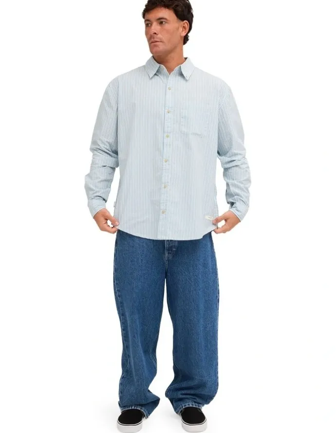 Element Button Down Long Sleeve Shirt Classic Stripes Blue