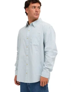 Element Button Down Long Sleeve Shirt Classic Stripes Blue