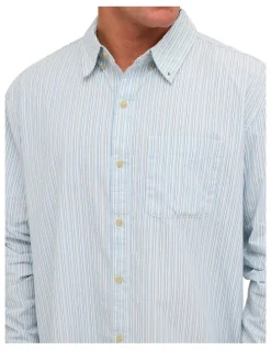 Element Button Down Long Sleeve Shirt Classic Stripes Blue