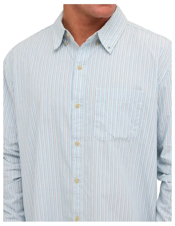 Element Button Down Long Sleeve Shirt Classic Stripes Blue