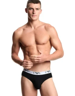 Emporio Armani Bold Monogram Briefs 3 Pack in Black