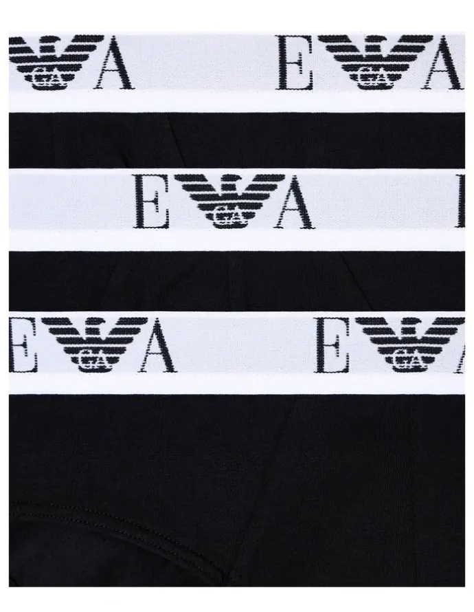 Emporio Armani Bold Monogram Briefs 3 Pack in Black