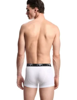 Emporio Armani Bold Monogram Trunks 3 Pack in White