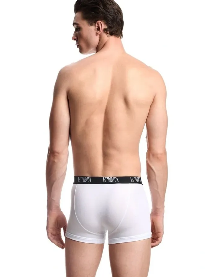 Emporio Armani Bold Monogram Trunks 3 Pack in White