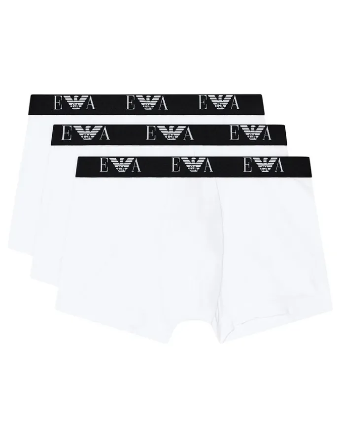 Emporio Armani Bold Monogram Trunks 3 Pack in White