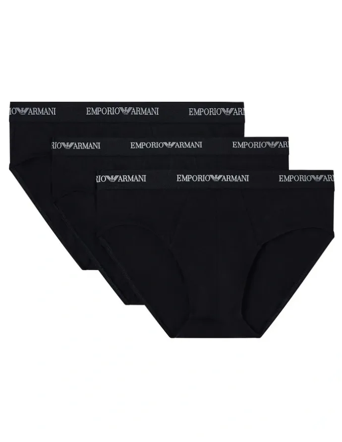 Emporio Armani Core Logo Briefs 3 Pack in Black