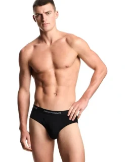 Emporio Armani Core Logo Briefs 3 Pack in Black