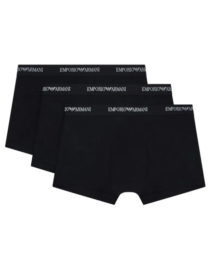 Emporio Armani Core Logo Trunks 3 Pack in Black