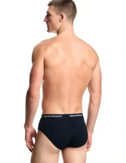 Emporio Armani Core Logo Briefs 3 Pack in Navy