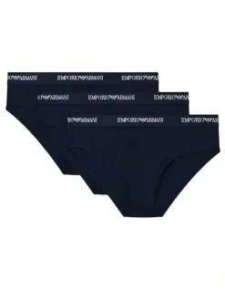 Emporio Armani Core Logo Briefs 3 Pack in Navy