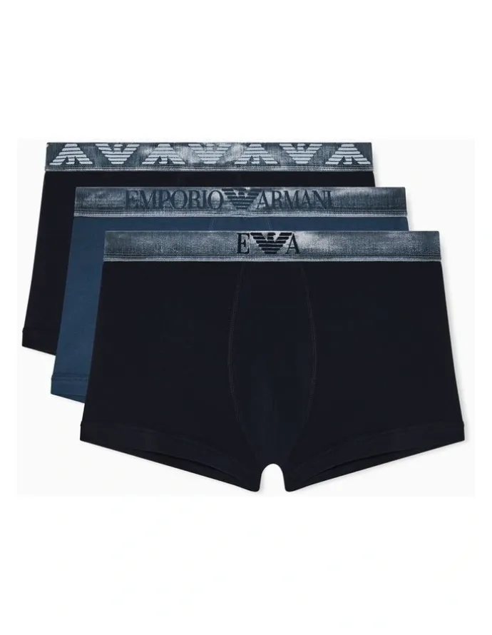 Emporio Armani Metalic Logo Trunks 3 Pack in Multi