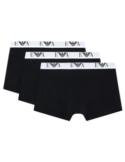 Emporio Armani Bold Monogram Trunks 3 Pack in Black