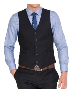 Ferrari Formalwear Tailored Fit Lounge Vest in Black