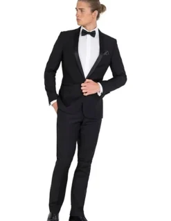 Ferrari Formalwear Tailored Tuxedo Long Jacket in Black