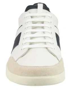 Florsheim Crosscourt Lace to Toe Sneaker in White/ Navy