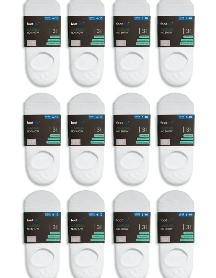 Footlab No Show Cushioned Casual Socks 36 Pack in White