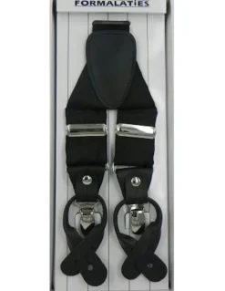 Formalaties Paisley Tapestry Premium Convertible Suspenders Braces Y Back in Black