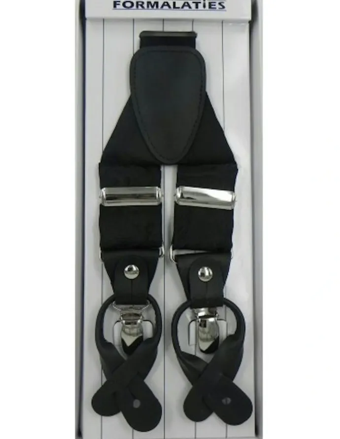 Formalaties Paisley Tapestry Premium Convertible Suspenders Braces Y Back in Black