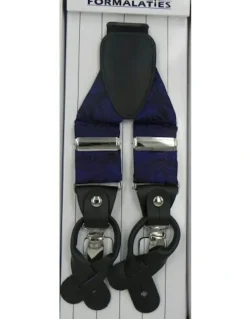 Formalaties Paisley Tapestry Premium Convertible Suspenders Braces Y Back in Purple