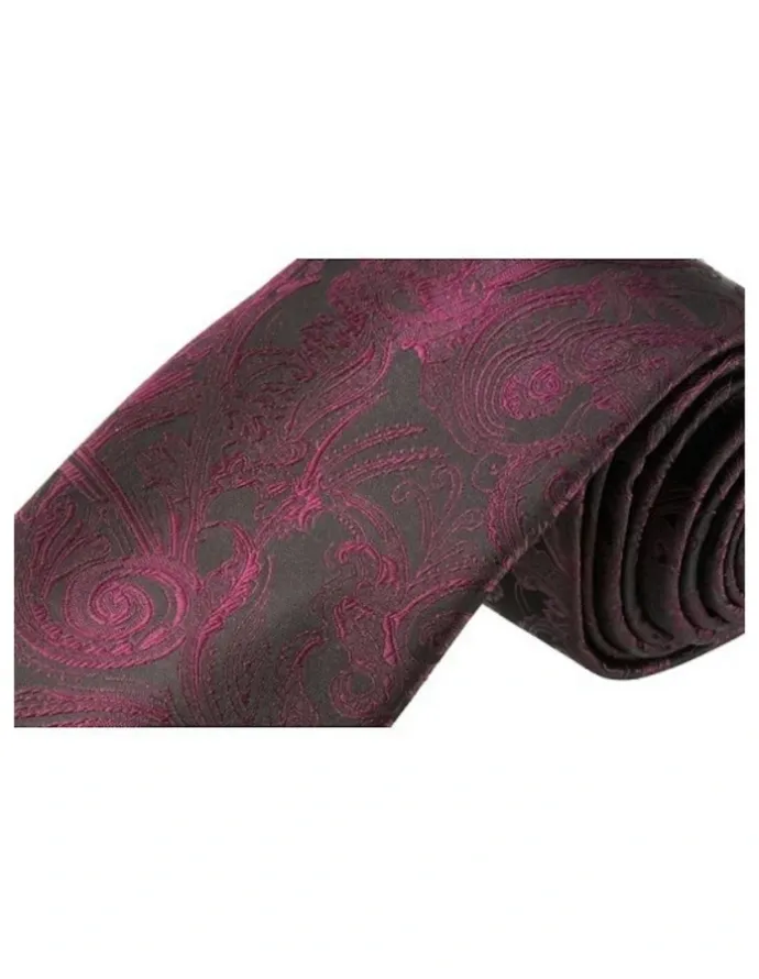 Formalaties Premium Tapestry Slim Skinny Tie Paisley 5cm in Wine