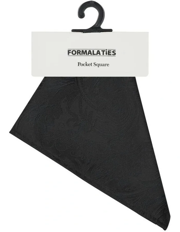 Formalaties Tapestry Floral Print Pocket Square Handkerchief in Black