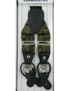 Formalaties Tapestry Premium Convertible Suspenders Braces Y Back in Black