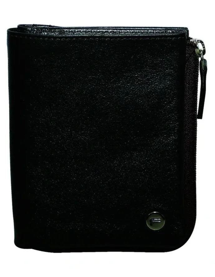 Futura Leather Zip Around Wallet with Rfid Blocking in Black