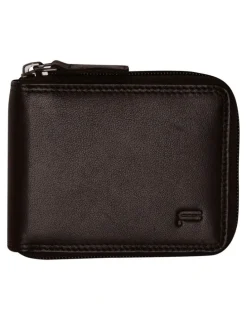 Futura RFID Protected Genuine Leather Wallet Zip Around in Brown